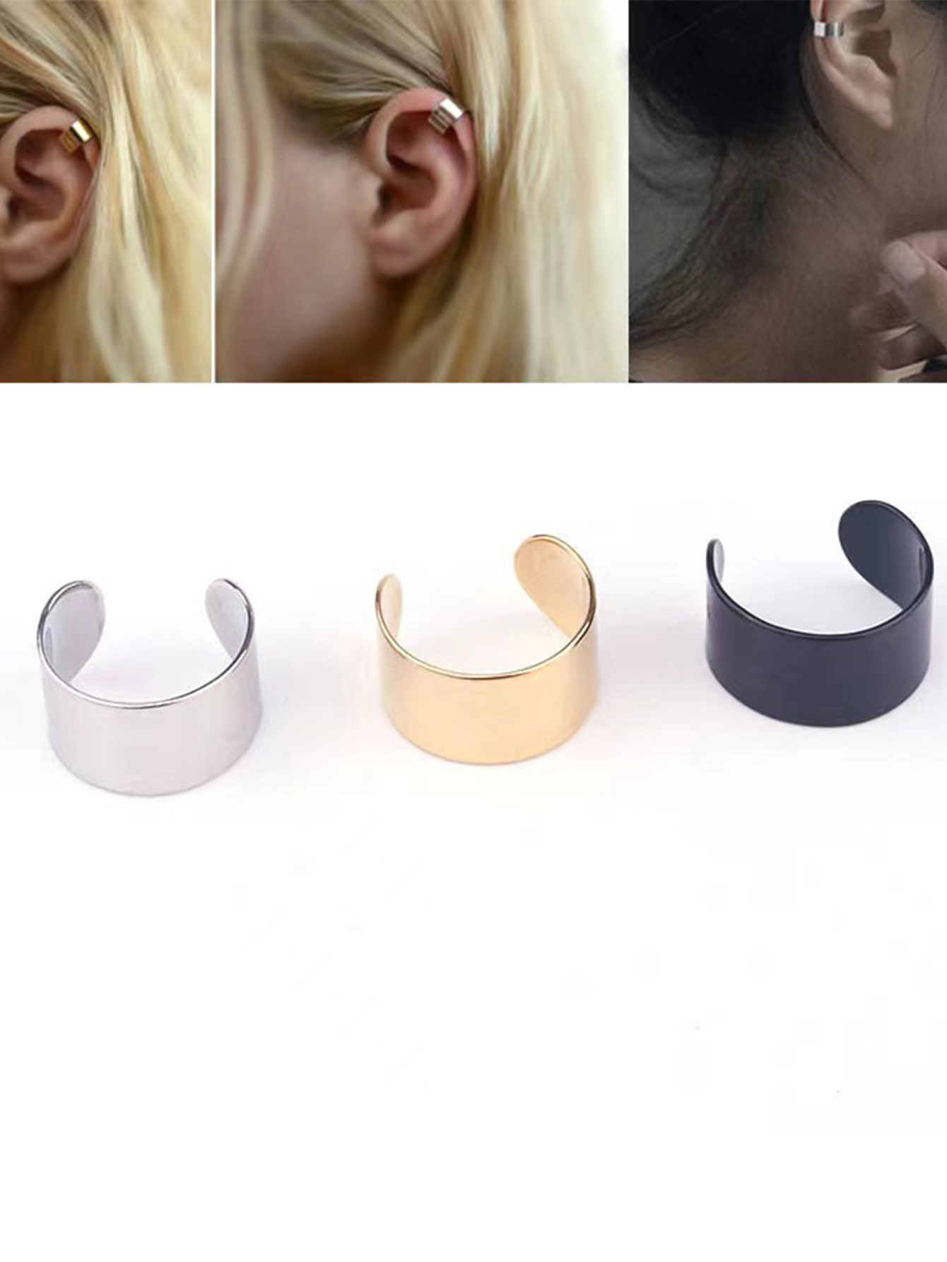 1 Piece Hip-hop Simple Style C Shape Plating Metal Stainless Steel 18k Gold Plated Ear Cuffs display picture 9
