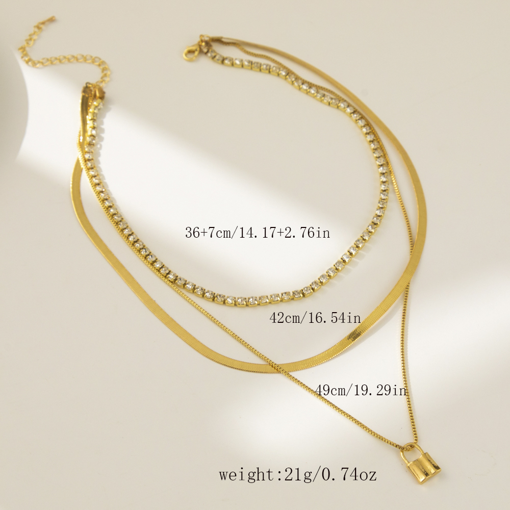 Alloy Iron Vacation Simple Style Layered Plating Lock Layered Necklaces display picture 5