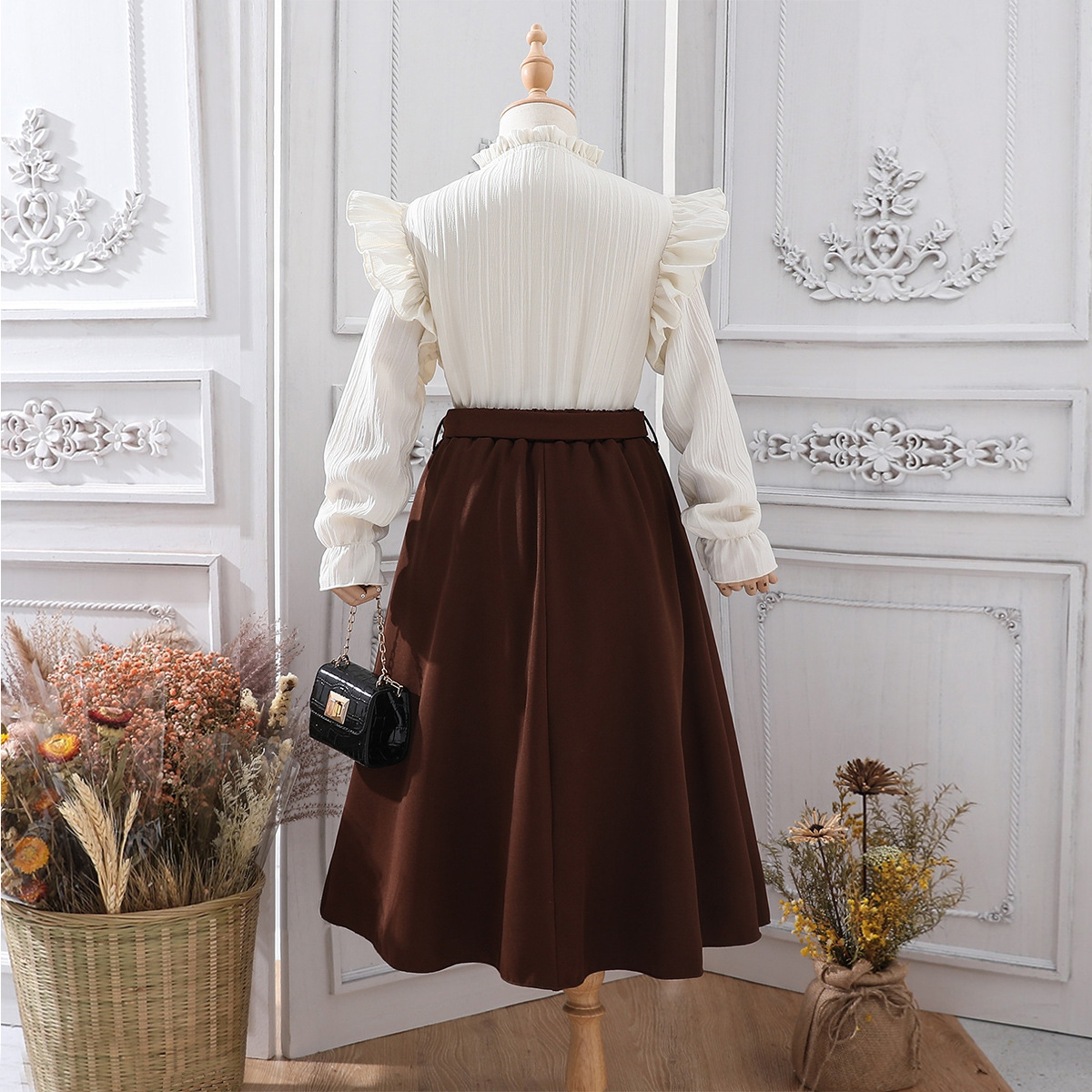 Elegant Solid Color Polyester Girls Clothing Sets display picture 2