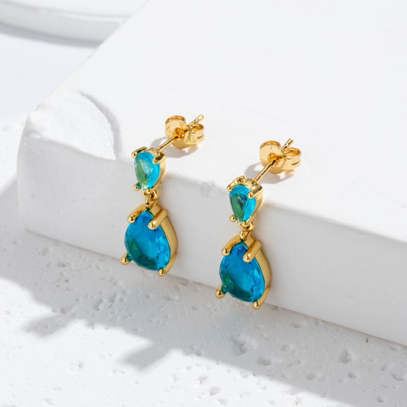 1 Pair French Style Simple Style Korean Style Water Droplets Inlay Copper Zircon Drop Earrings display picture 7