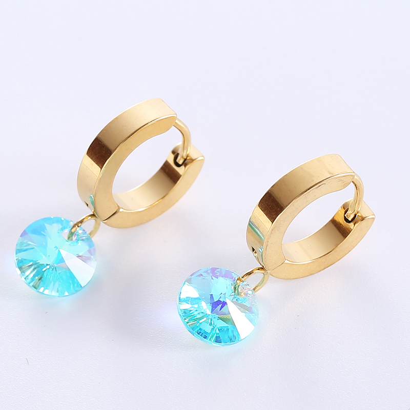 1 Pair Casual Sweet Geometric Plating Inlay Stainless Steel Zircon 18k Gold Plated Drop Earrings display picture 3