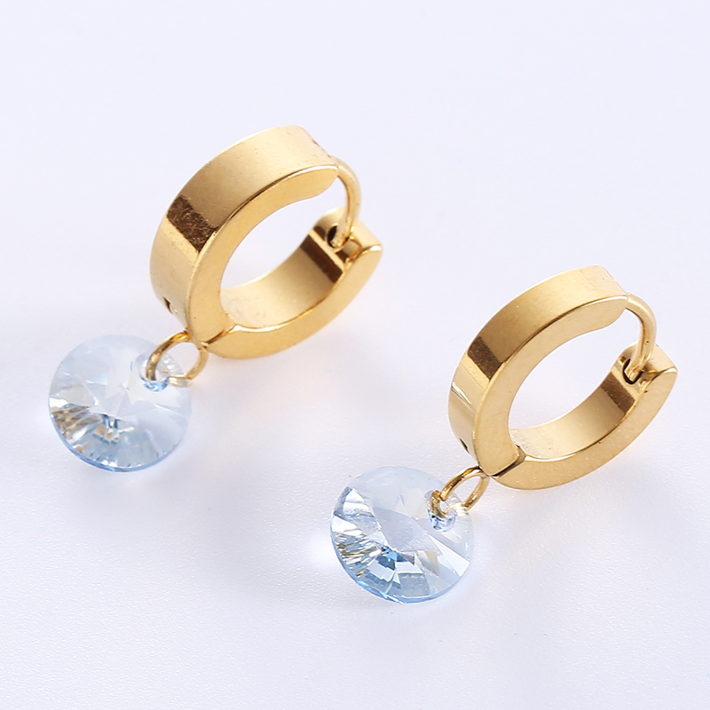 1 Pair Casual Sweet Geometric Plating Inlay Stainless Steel Zircon 18k Gold Plated Drop Earrings display picture 5