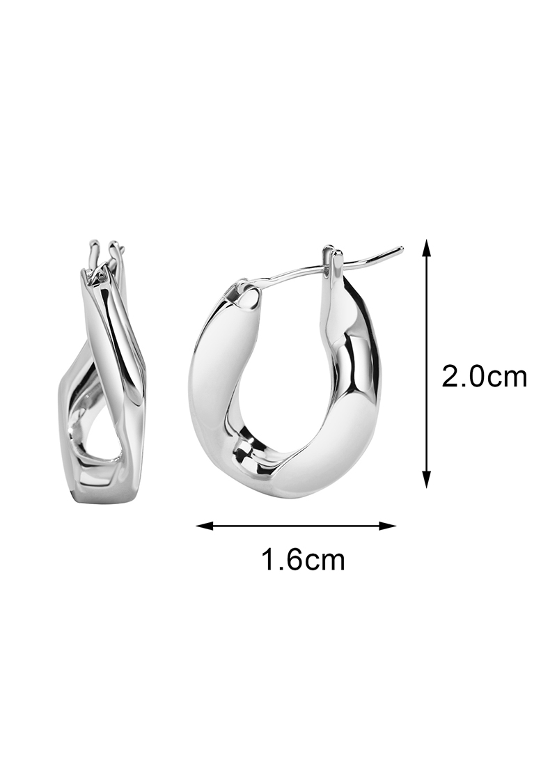 1 Pair Modern Style Commute Cool Style Irregular Plating Copper Silver Plated Hoop Earrings display picture 2