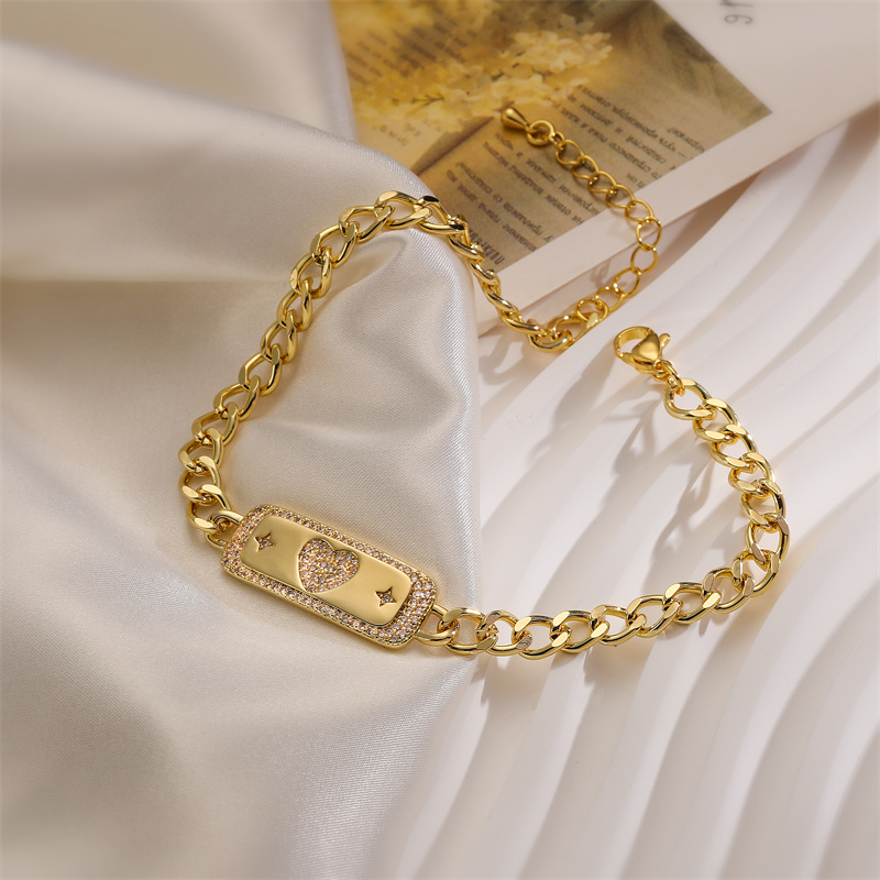 Simple Style Shiny Pentagram Heart Shape Copper Beaded Inlay Zircon Bracelets display picture 6