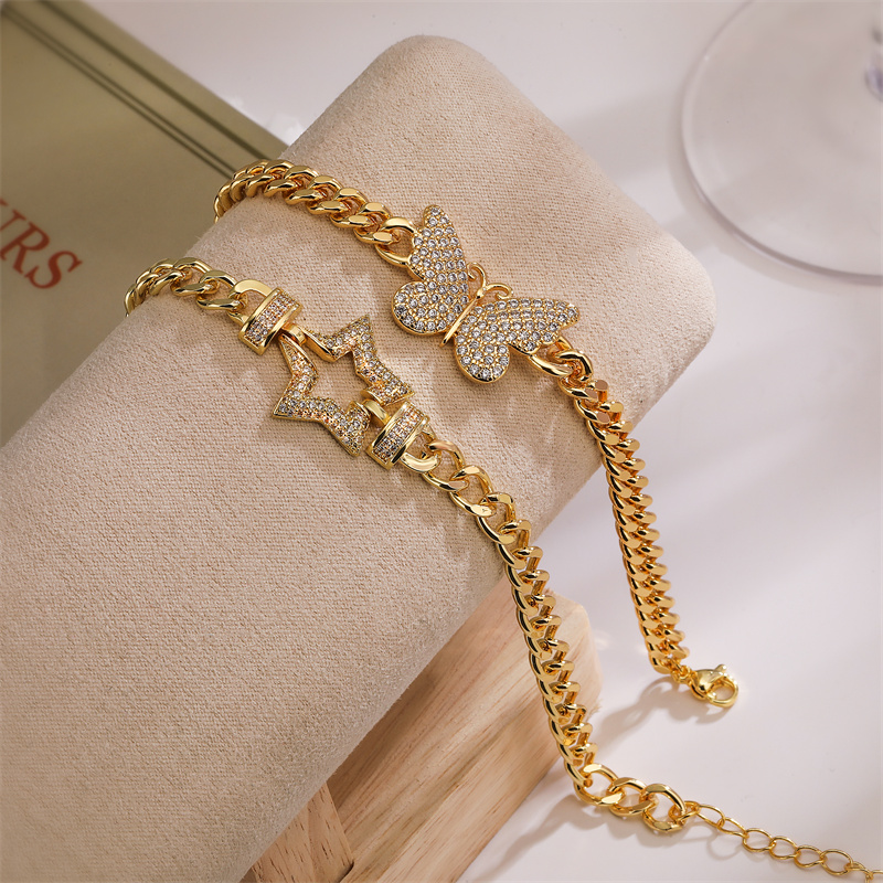 Luxurious Shiny Star Butterfly Copper Plating Inlay Zircon 18k Gold Plated Bracelets display picture 4