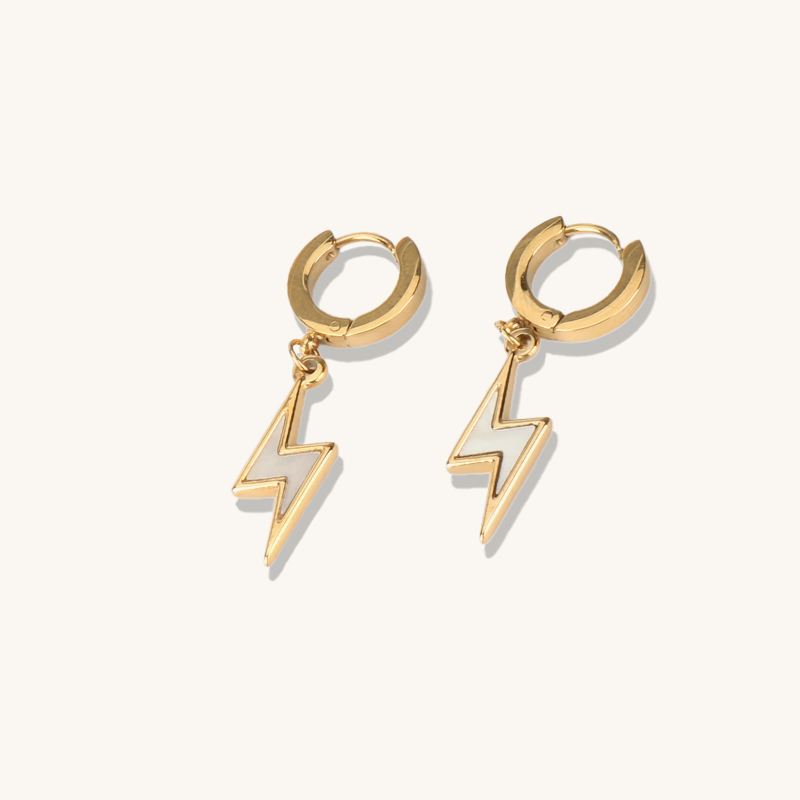 1 Pair Casual Elegant Retro Lightning Plating Inlay Stainless Steel Resin 18k Gold Plated Drop Earrings display picture 2