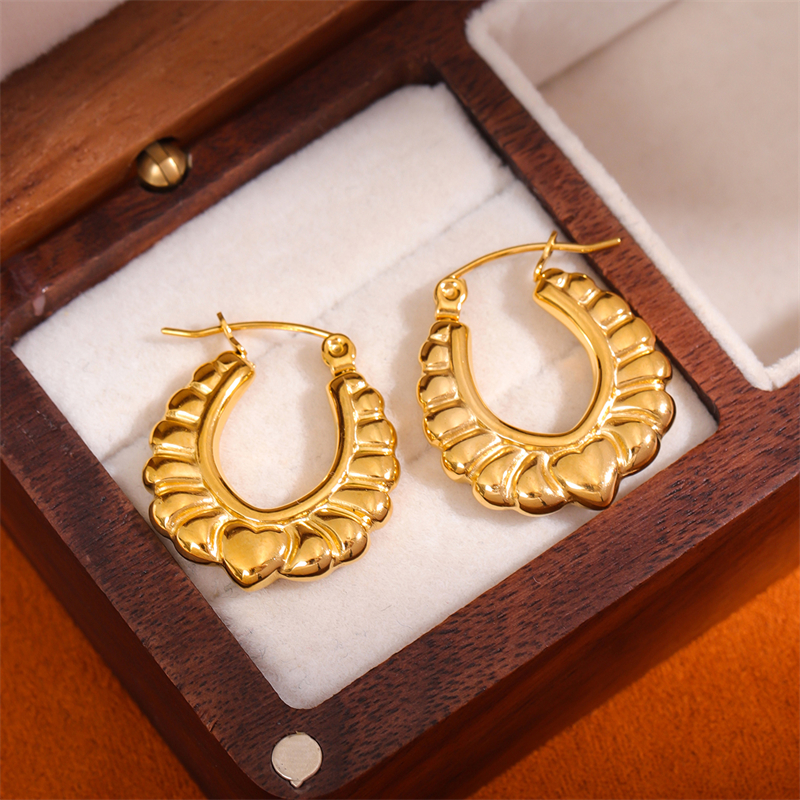 1 Par Retro Estilo Simple Forma De U Enchapado Acero Inoxidable 201 Chapados en oro de 18k Aretes display picture 1