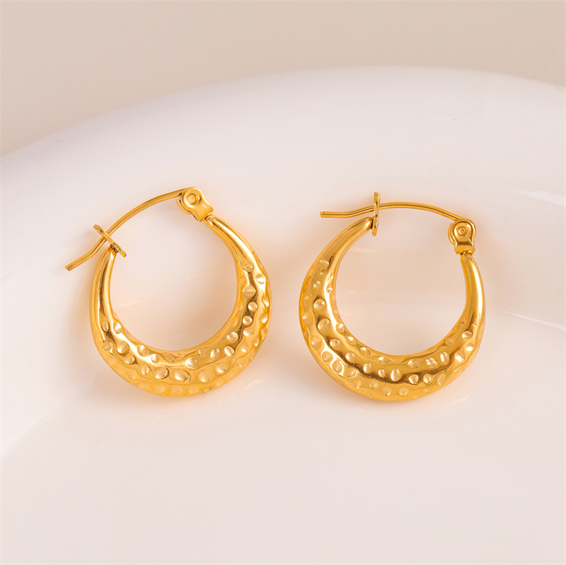 1 Pair Retro Simple Style U Shape Round Oval Plating 201 Stainless Steel Earrings display picture 10