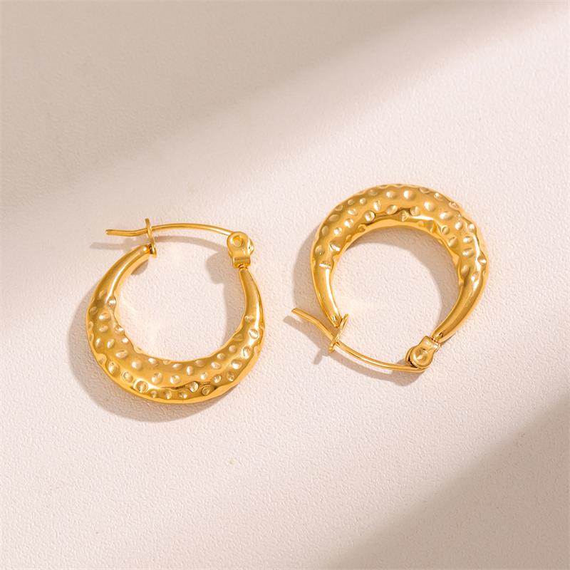 1 Pair Retro Simple Style U Shape Round Oval Plating 201 Stainless Steel Earrings display picture 12