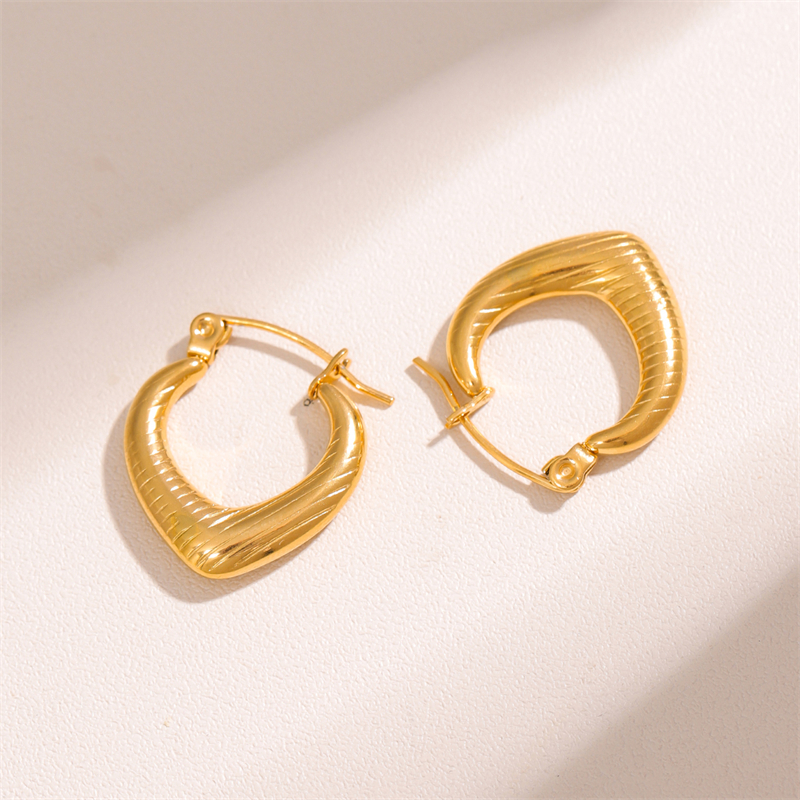 1 Pair Retro Simple Style U Shape Round Oval Plating 201 Stainless Steel Earrings display picture 14