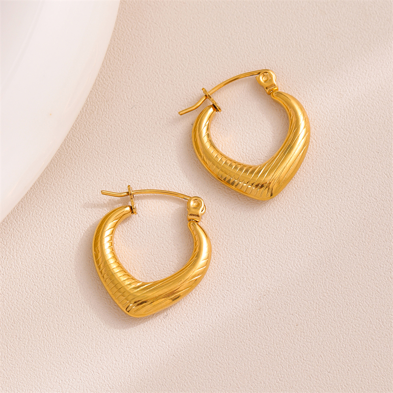1 Pair Retro Simple Style U Shape Round Oval Plating 201 Stainless Steel Earrings display picture 16