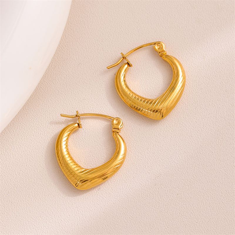 1 Par Retro Estilo Simple Forma De U Ronda Oval Enchapado Acero Inoxidable 201 Aretes display picture 16