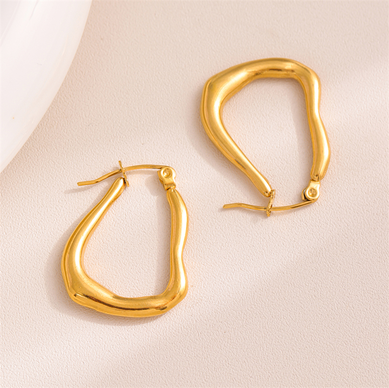 1 Pair Retro Simple Style U Shape Round Oval Plating 201 Stainless Steel Earrings display picture 21