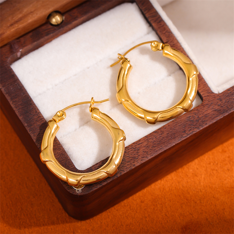 1 Pair Retro Simple Style U Shape Round Oval Plating 201 Stainless Steel Earrings display picture 23