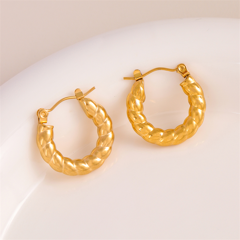 1 Pair Retro Simple Style U Shape Round Oval Plating 201 Stainless Steel Earrings display picture 27