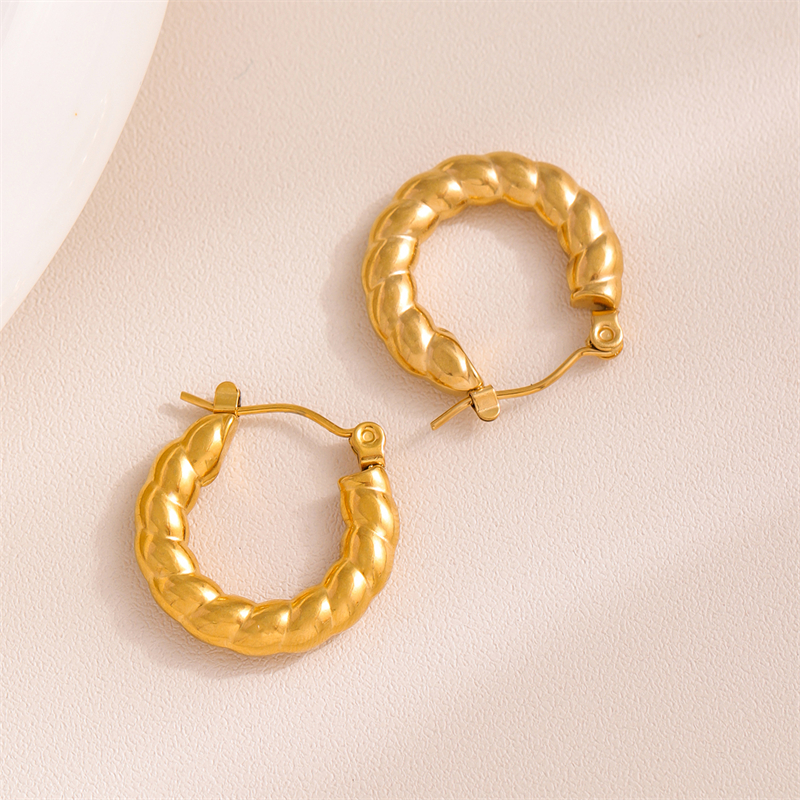 1 Pair Retro Simple Style U Shape Round Oval Plating 201 Stainless Steel Earrings display picture 29