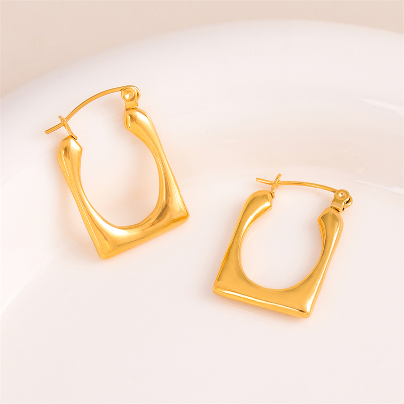 1 Pair Retro Simple Style U Shape Round Oval Plating 201 Stainless Steel Earrings display picture 31