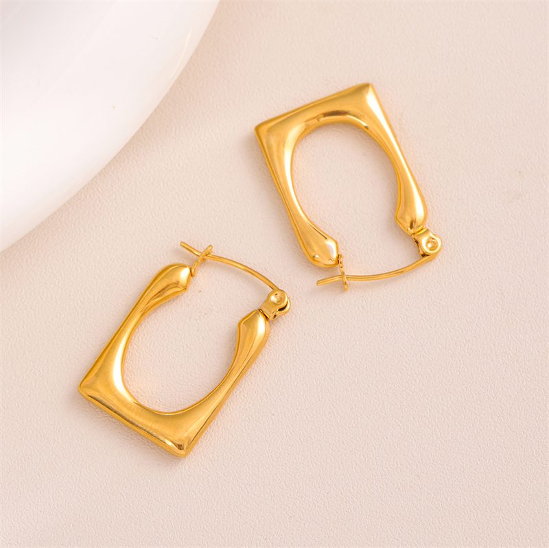1 Pair Retro Simple Style U Shape Round Oval Plating 201 Stainless Steel Earrings display picture 33