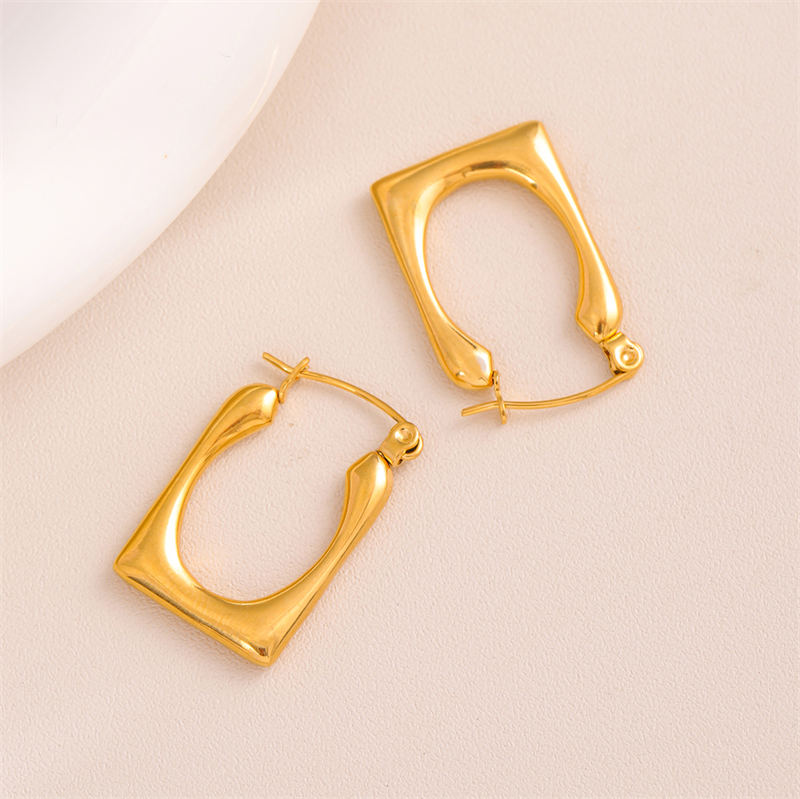 1 Par Retro Estilo Simple Forma De U Ronda Oval Enchapado Acero Inoxidable 201 Aretes display picture 33