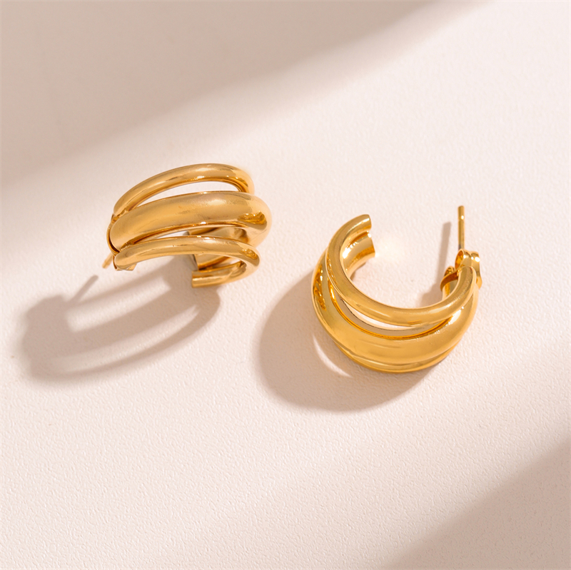 1 Par Retro Estilo Simple Forma De U Ronda Oval Enchapado Acero Inoxidable 201 Aretes display picture 34