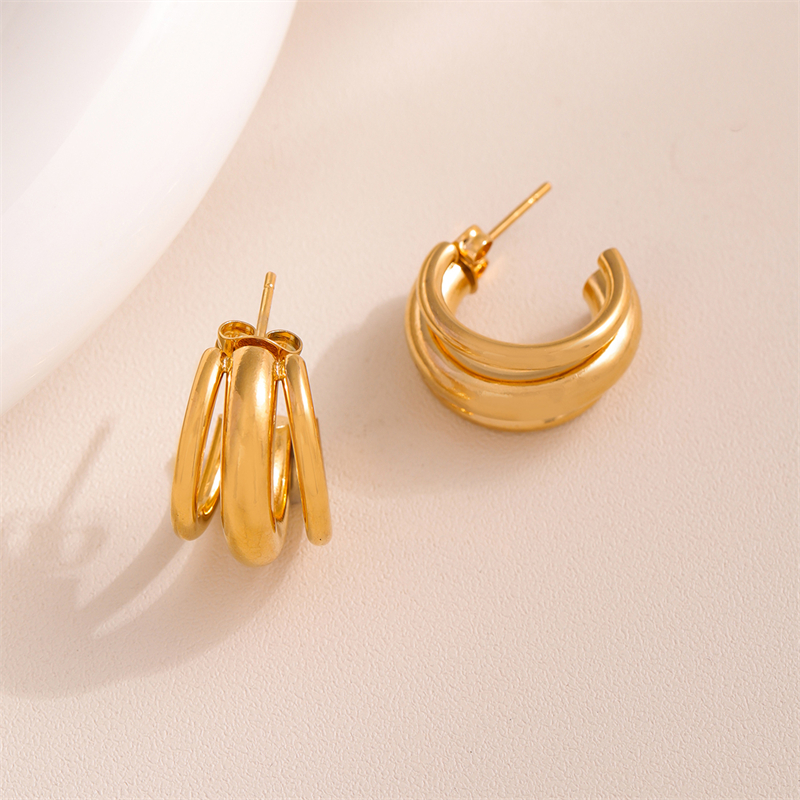 1 Pair Retro Simple Style U Shape Round Oval Plating 201 Stainless Steel Earrings display picture 35