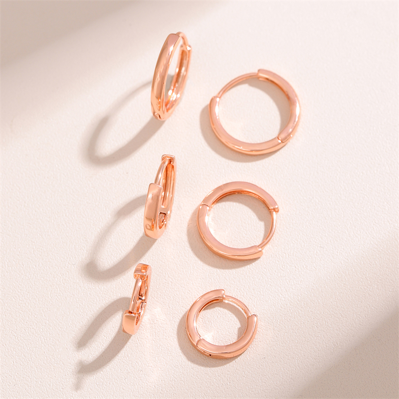 1 Pair Retro Simple Style Round Plating Copper Rose Gold Plated Ear Studs display picture 1