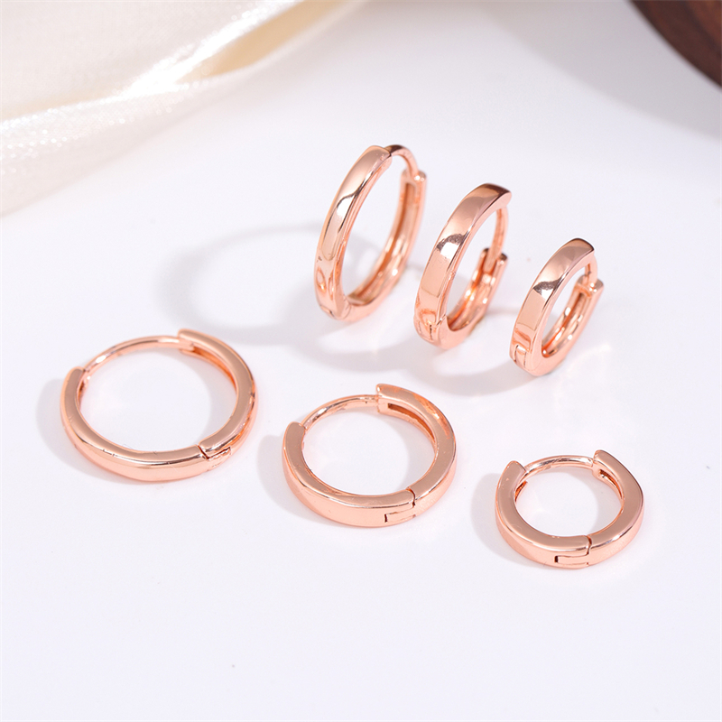 1 Pair Retro Simple Style Round Plating Copper Rose Gold Plated Ear Studs display picture 4