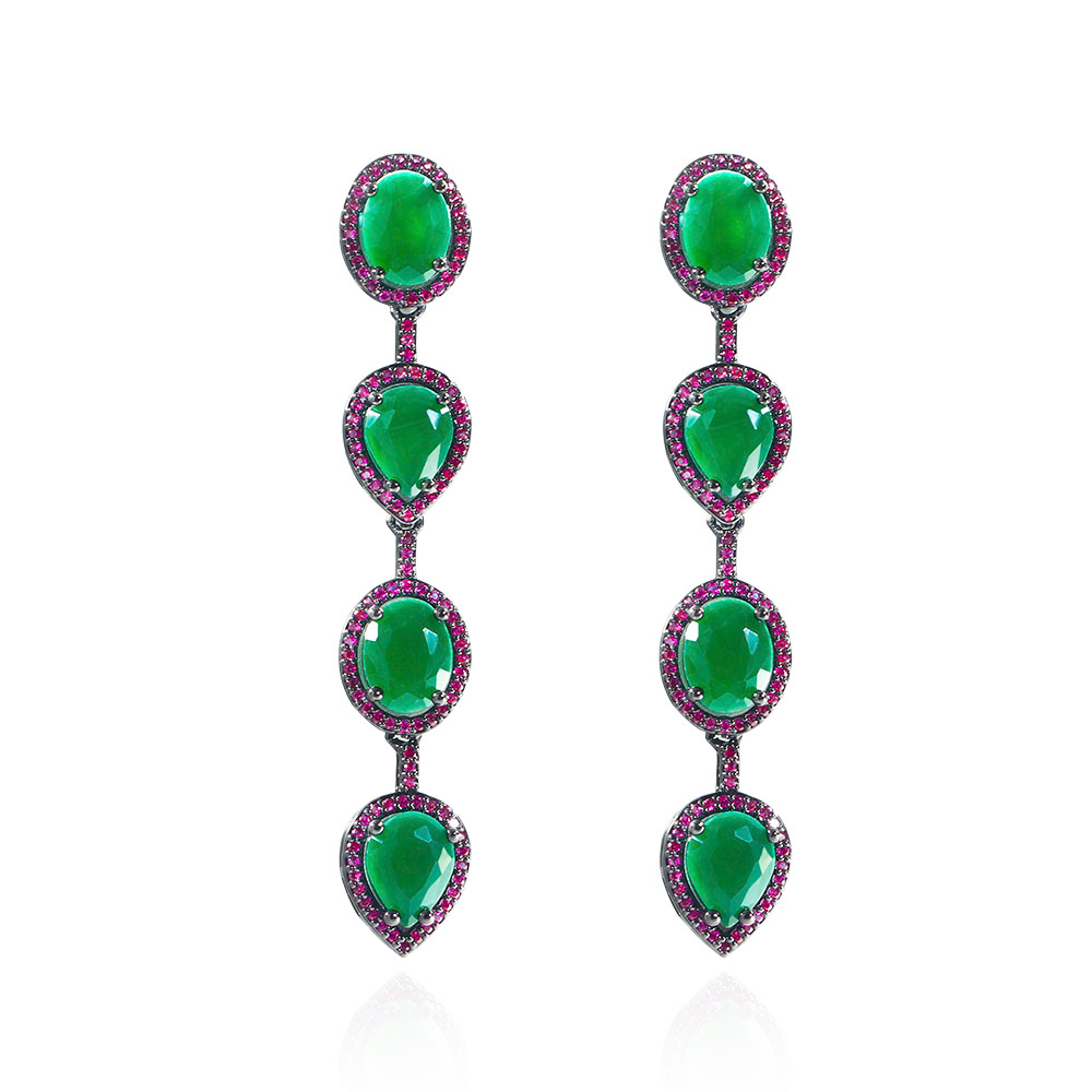 1 Pair Vintage Style Bohemian Water Droplets Plating Inlay Copper Zircon White Gold Plated Rhodium Plated Drop Earrings display picture 6