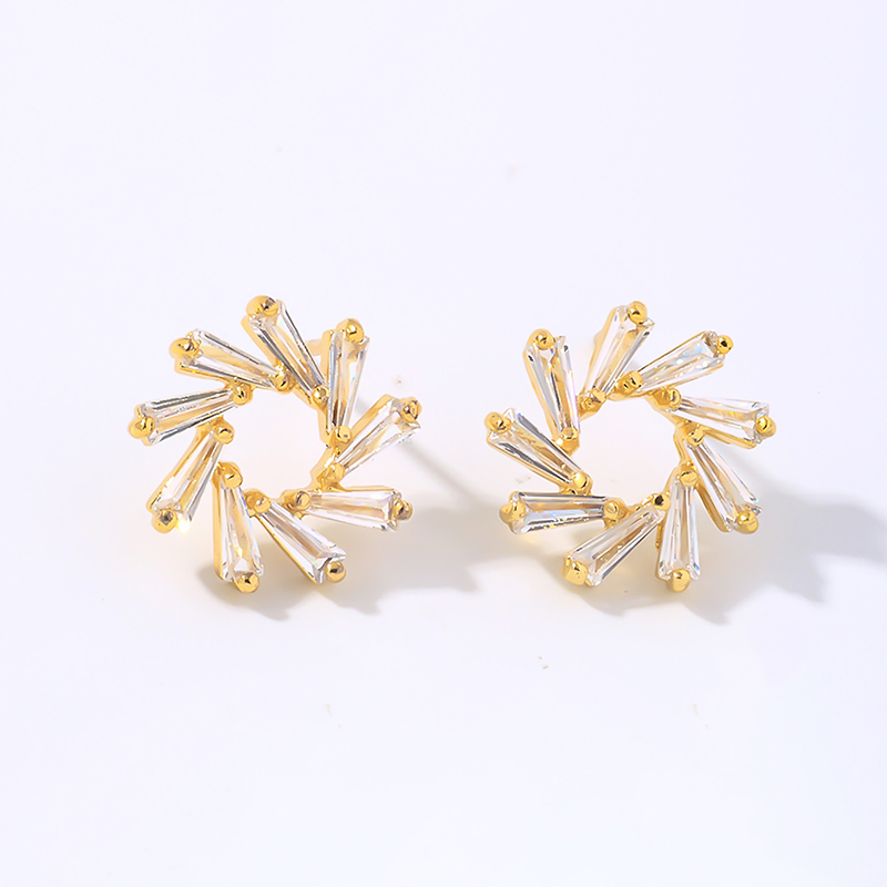 1 Pair IG Style Y2K Simple Style Windmill Plating Inlay Copper Zircon Ear Studs display picture 3