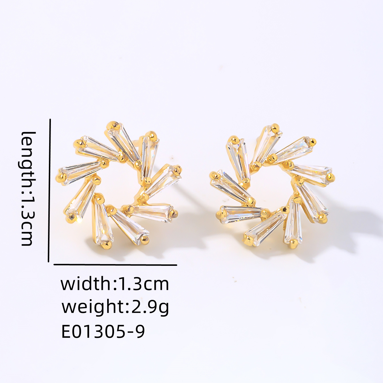 1 Pair IG Style Y2K Simple Style Windmill Plating Inlay Copper Zircon Ear Studs display picture 1
