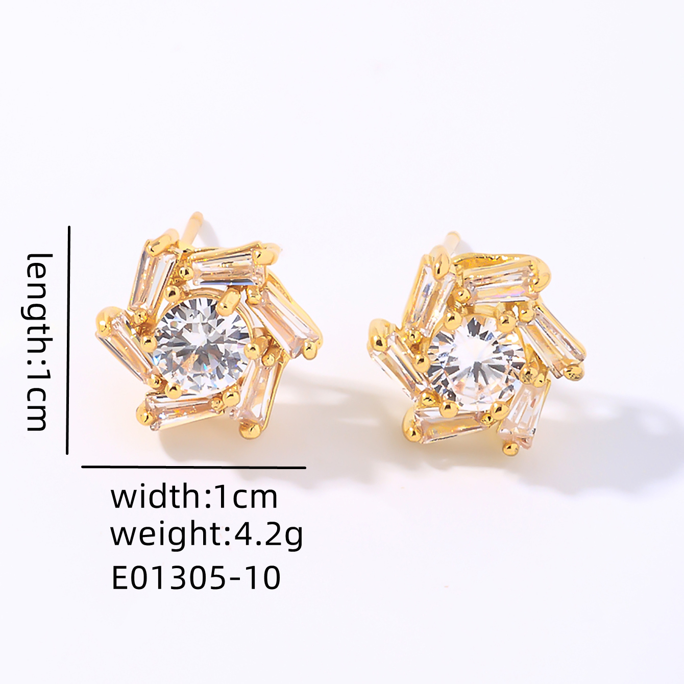 1 Pair IG Style Y2K Simple Style Windmill Plating Inlay Copper Zircon Ear Studs display picture 2