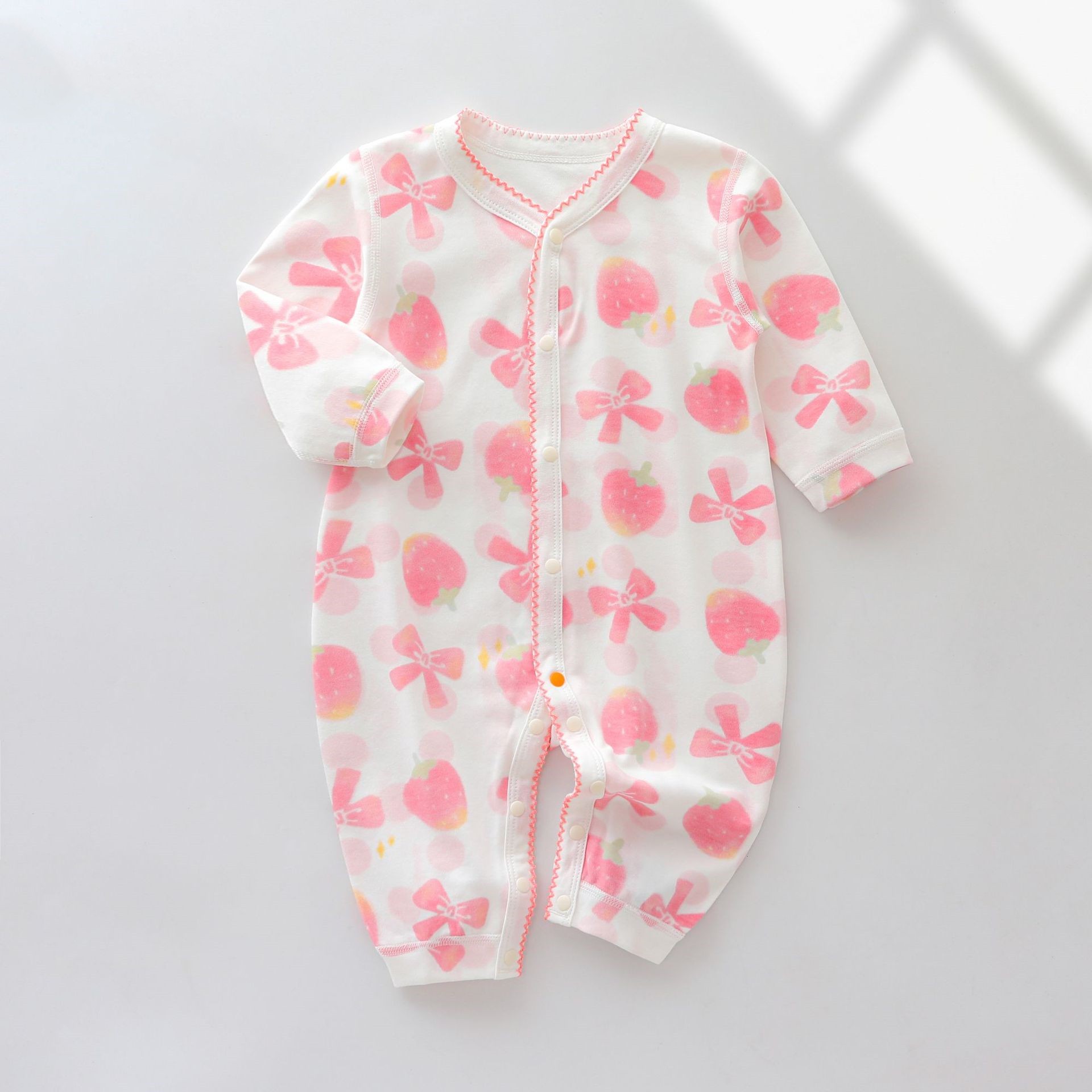 Casual Animal Flower Bow Knot Cotton Baby Rompers display picture 4