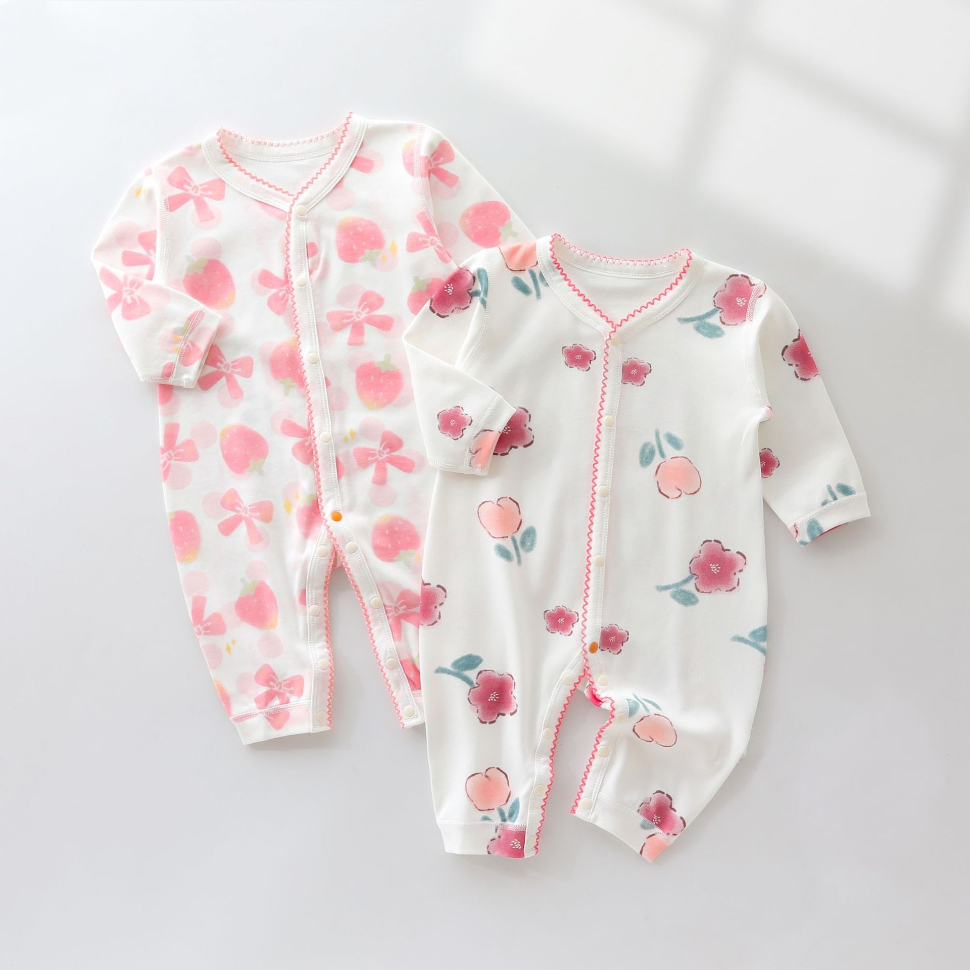 Casual Animal Flower Bow Knot Cotton Baby Rompers display picture 6
