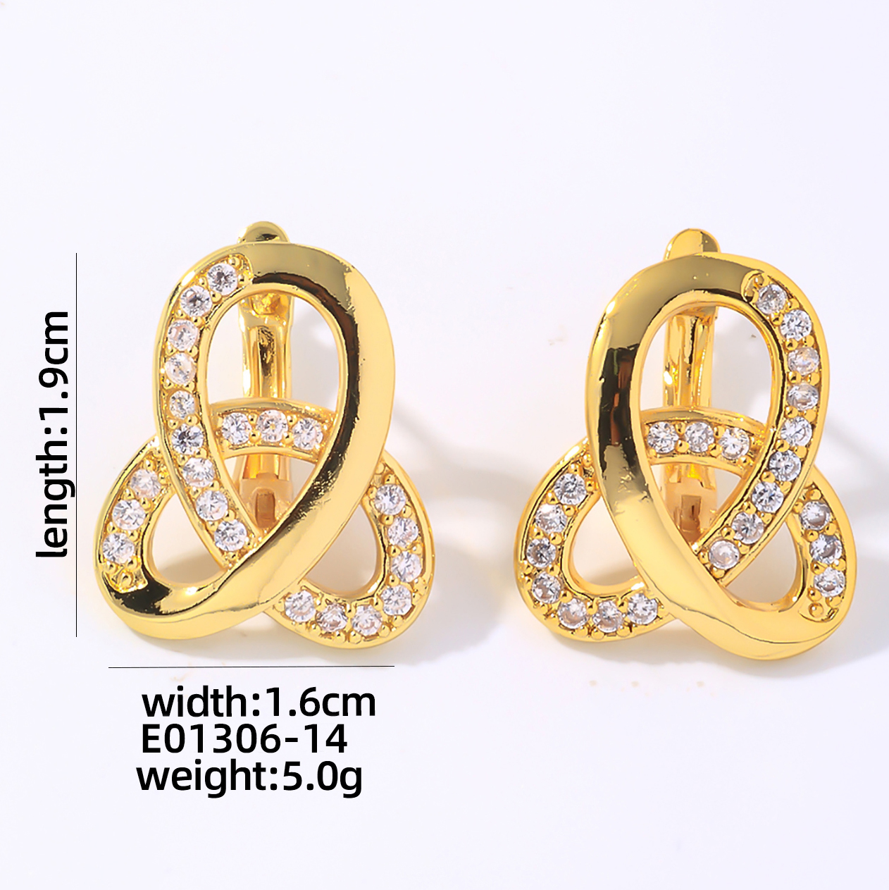 1 Pair Simple Style Shiny Triangle Plating Inlay Copper Zircon White Gold Plated Gold Plated Ear Studs display picture 2