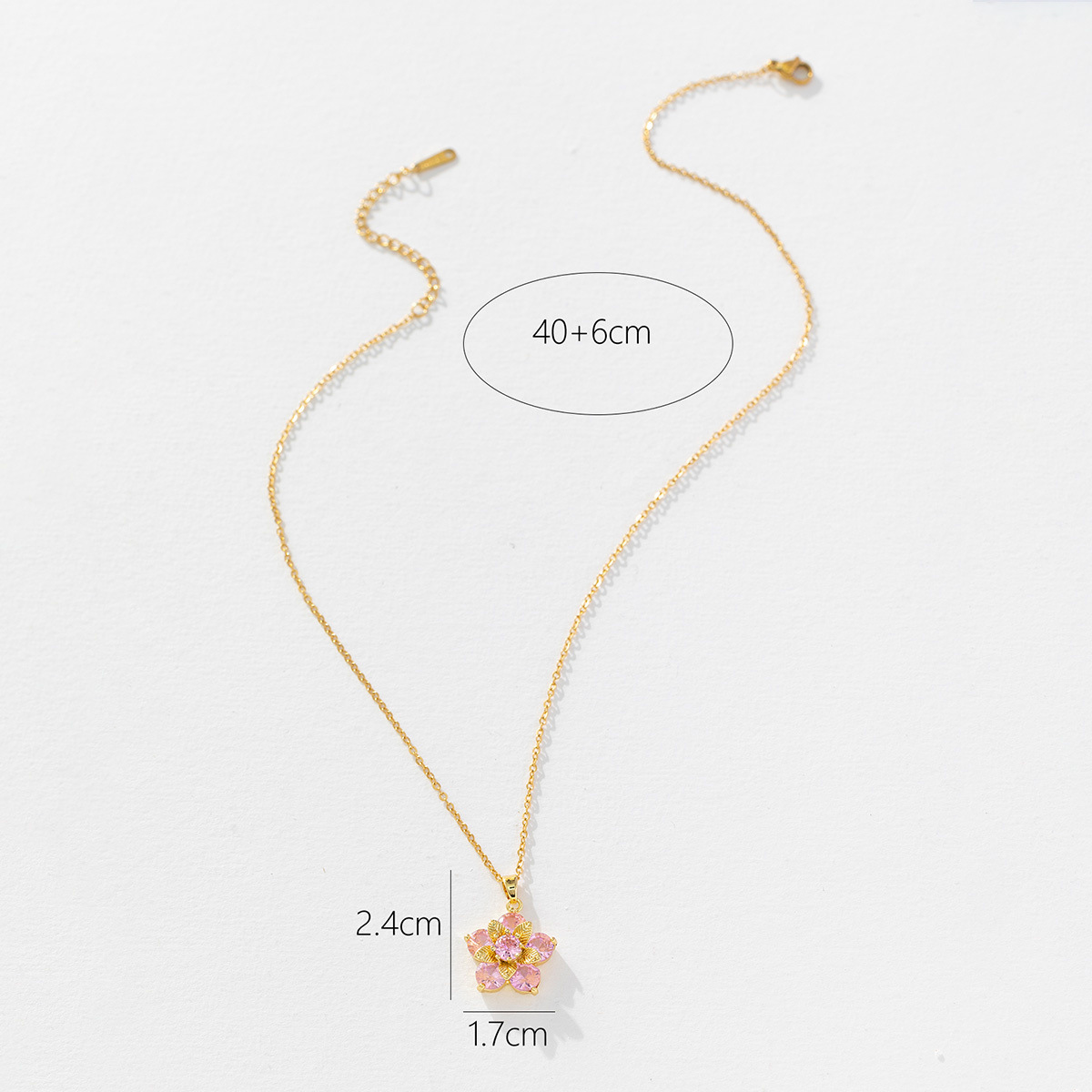 Sweet Flower Copper Inlay Zircon Pendant Necklace display picture 3