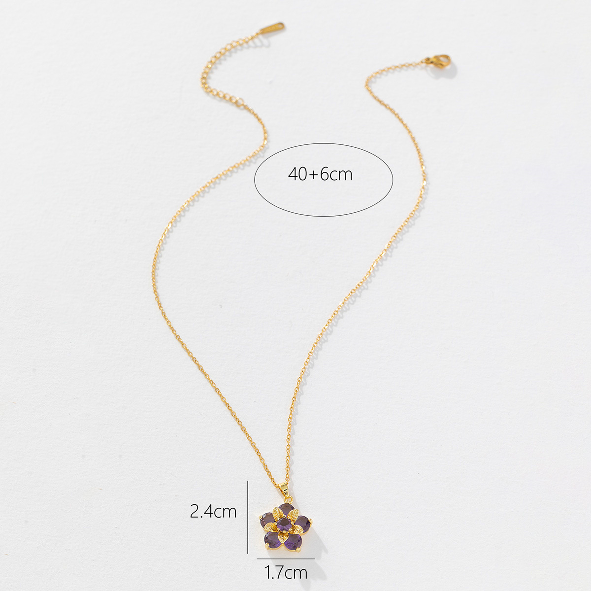 Sweet Flower Copper Inlay Zircon Pendant Necklace display picture 9