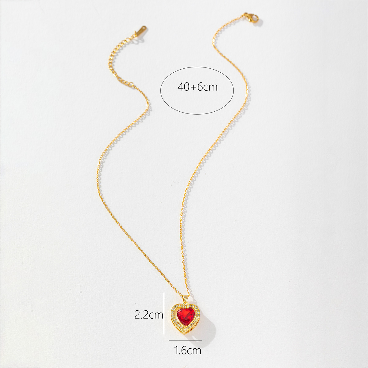 Sweet Heart Shape Copper Zircon Pendant Necklace In Bulk display picture 3