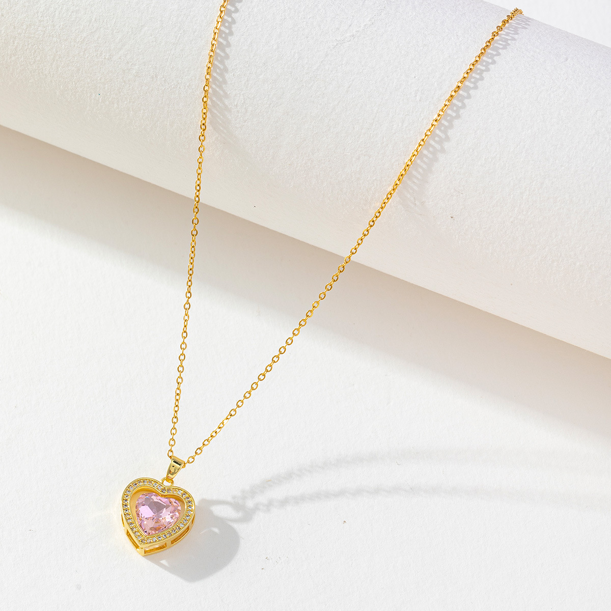 Sweet Heart Shape Copper Zircon Pendant Necklace In Bulk display picture 5