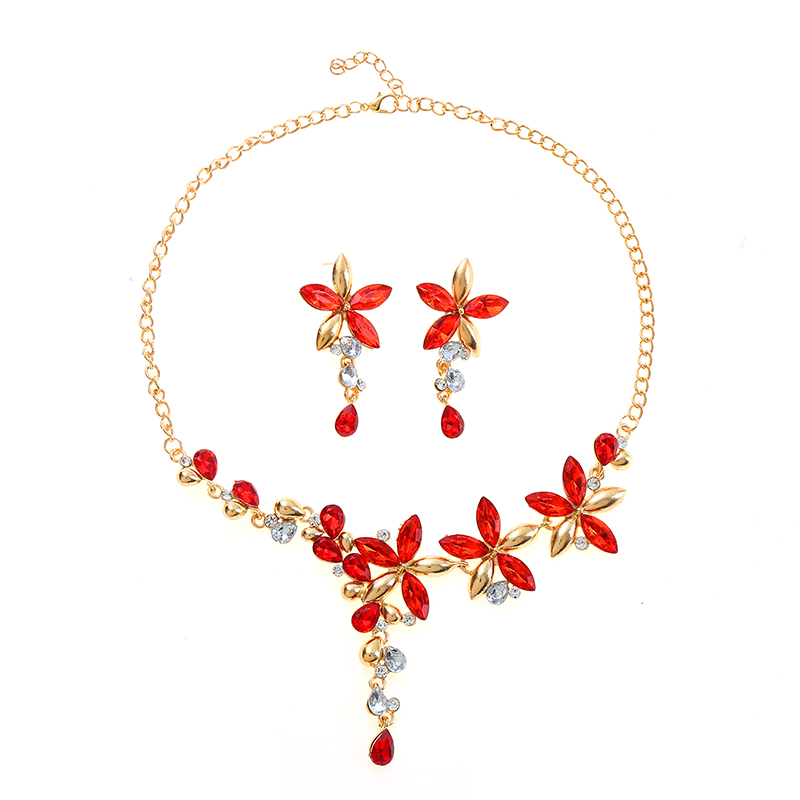 Elegant Shiny Flower Alloy Inlay Rhinestones Women's Earrings Necklace display picture 5