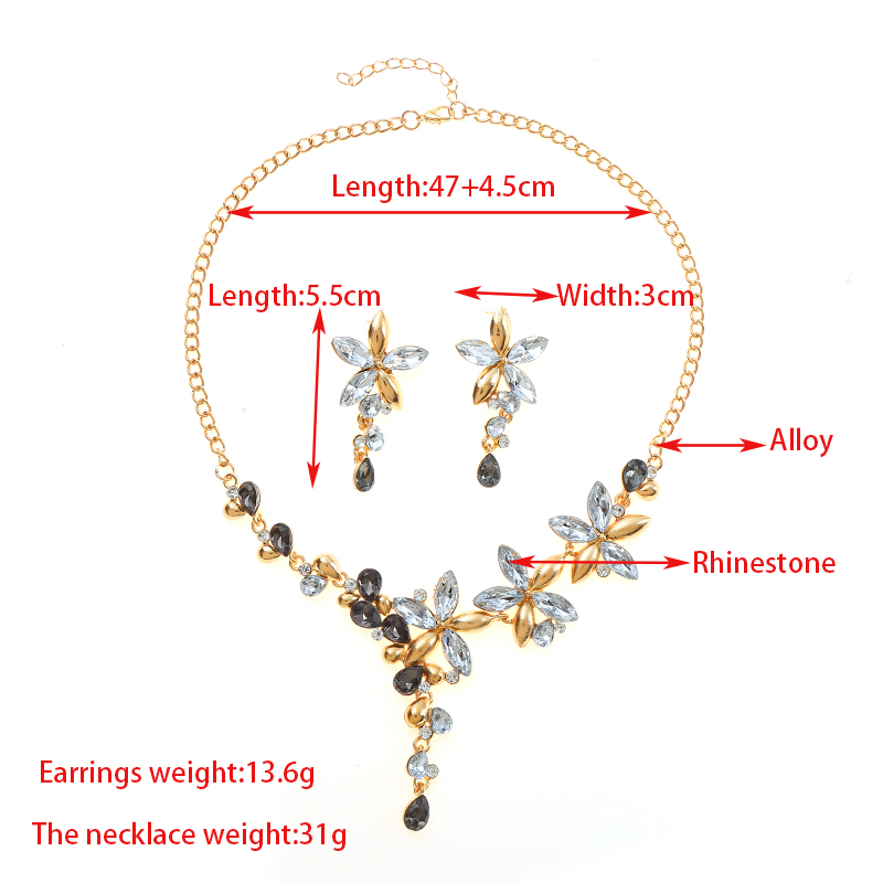 Elegant Shiny Flower Alloy Inlay Rhinestones Women's Earrings Necklace display picture 1