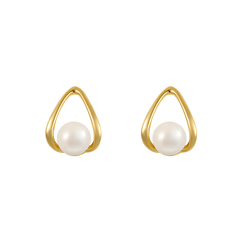 1 Pair Lady Geometric Plating Inlay Alloy Artificial Pearls Ear Studs display picture 5