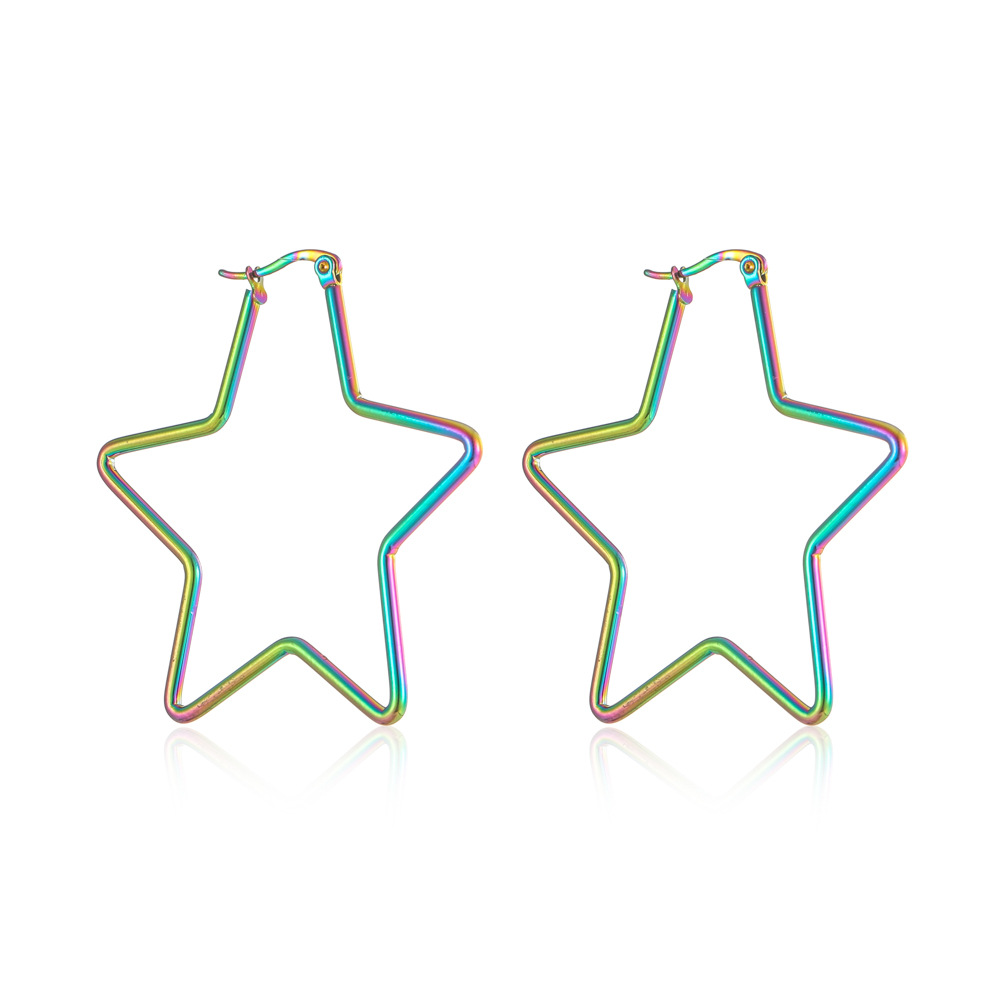 1 Pair Exaggerated Star Plating Stainless Steel Earrings display picture 5