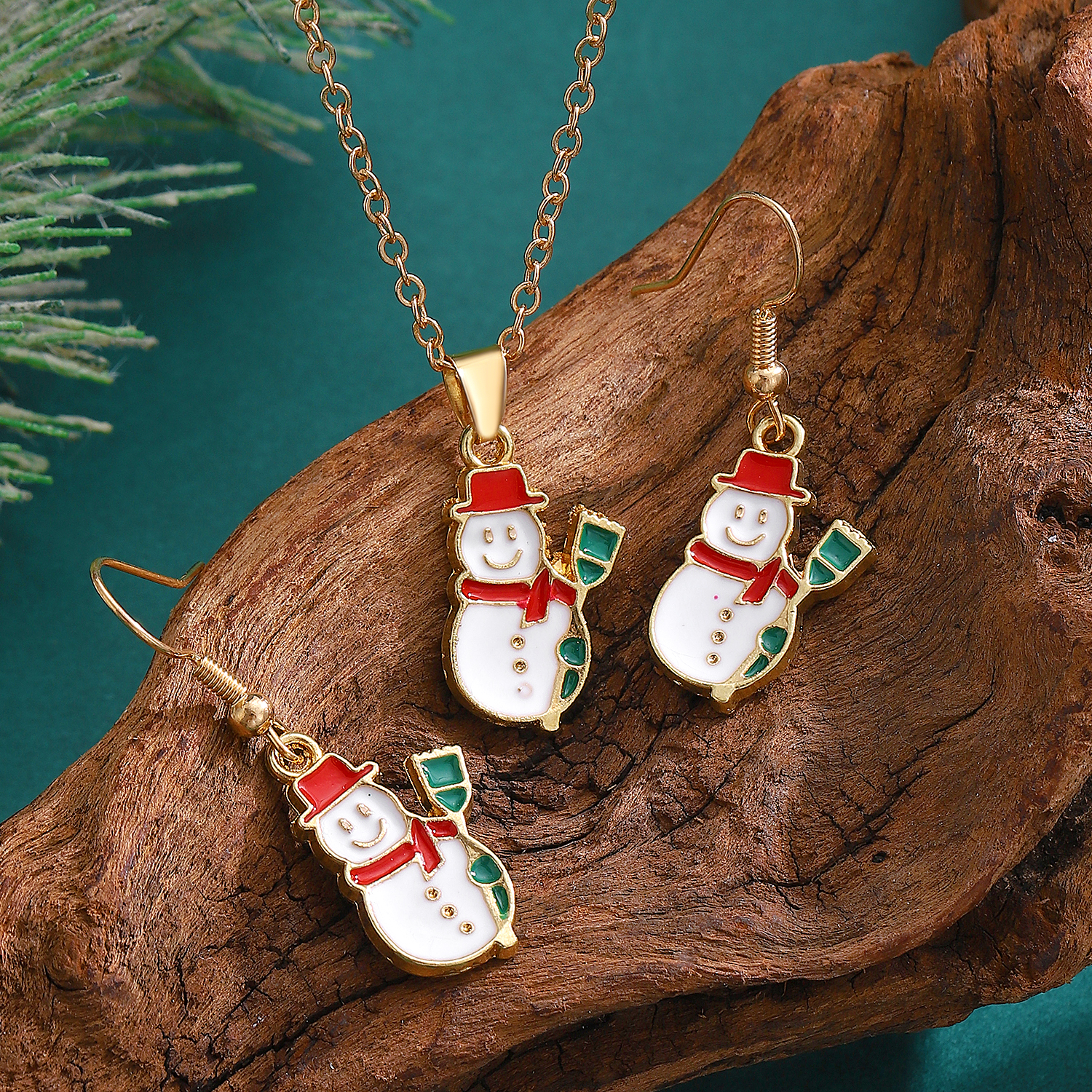 Cartoon Style Snowman Elk Alloy Plating 14k Gold Plated Christmas Women's Earrings Necklace display picture 4