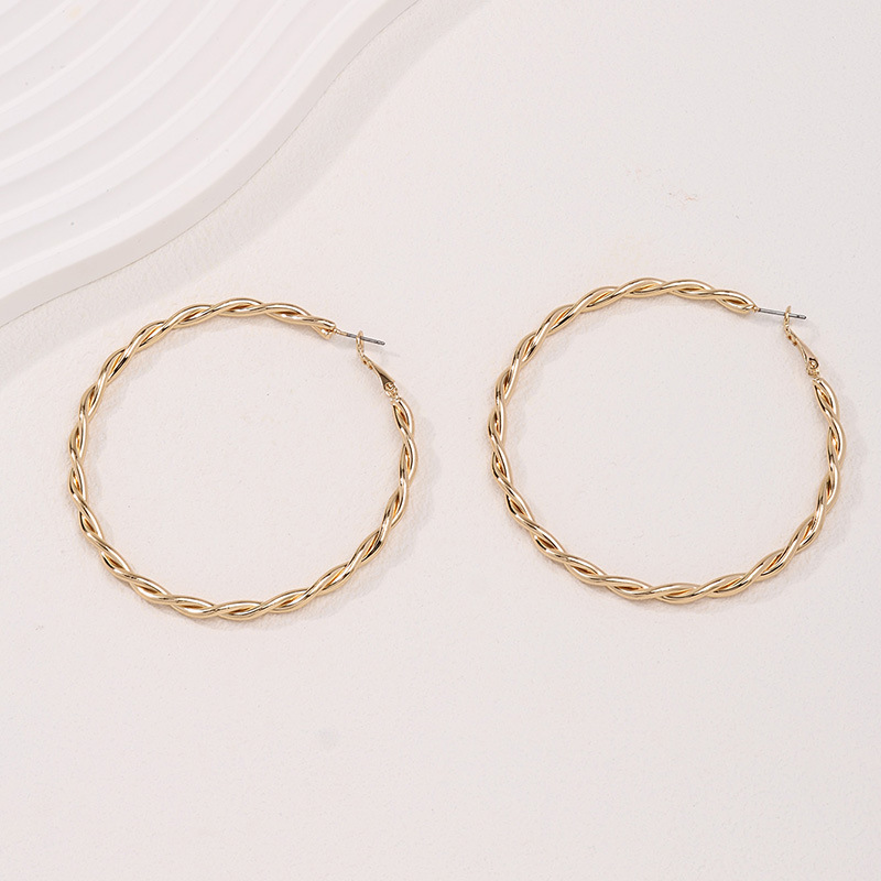 1 Pair Simple Style Circle Plating Alloy Gold Plated Hoop Earrings display picture 3