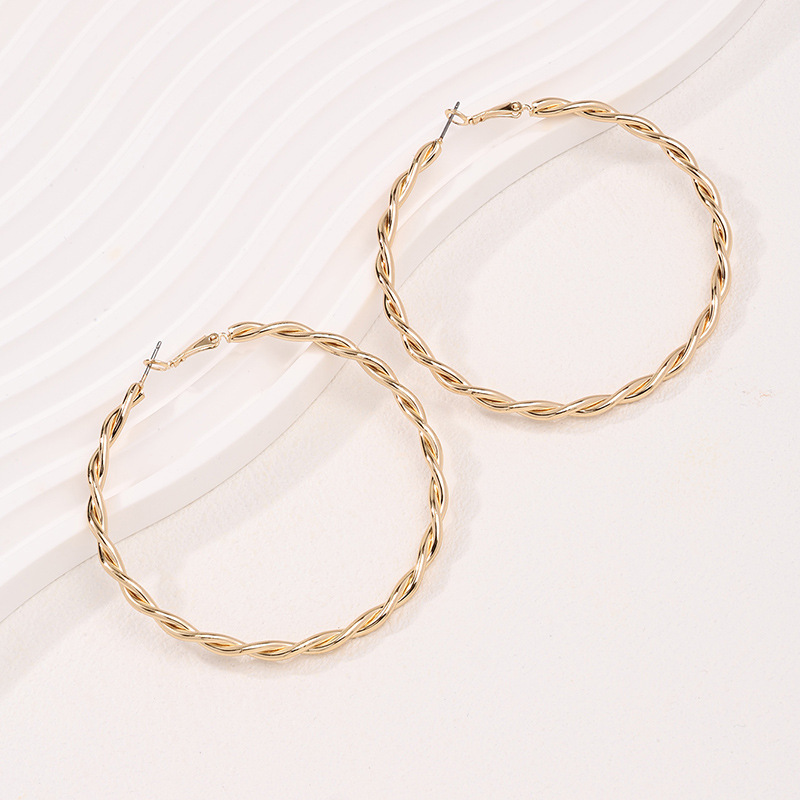 1 Pair Simple Style Circle Plating Alloy Gold Plated Hoop Earrings display picture 4