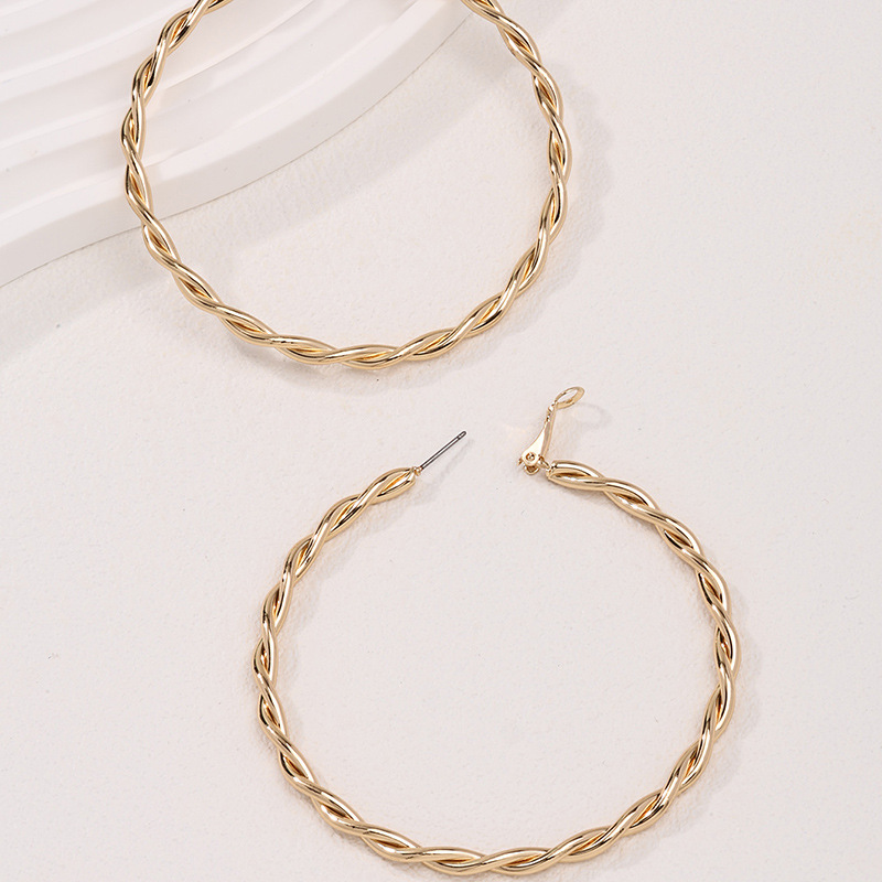 1 Pair Simple Style Circle Plating Alloy Gold Plated Hoop Earrings display picture 5