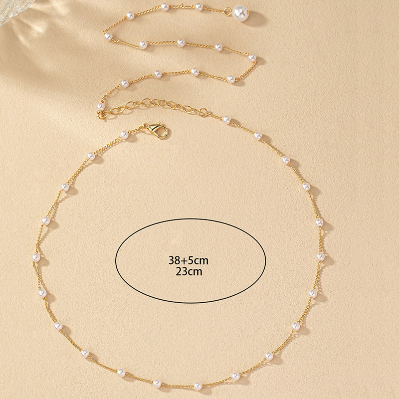 Sucré Style Simple Géométrique Perle D'imitation Placage Plaqué Or Femmes Collier display picture 1