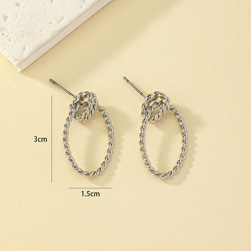 Wholesale Jewelry Simple Style Oval Alloy Gold Plated Silver Plated Plating Ear Studs display picture 2