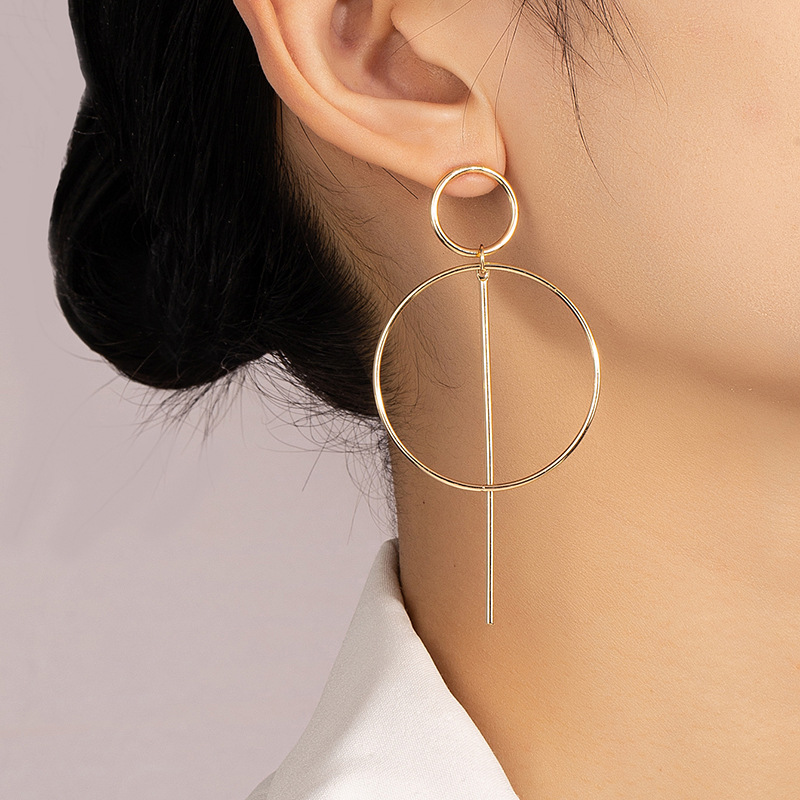 1 Pair Simple Style Circle Plating Alloy Gold Plated Drop Earrings display picture 1