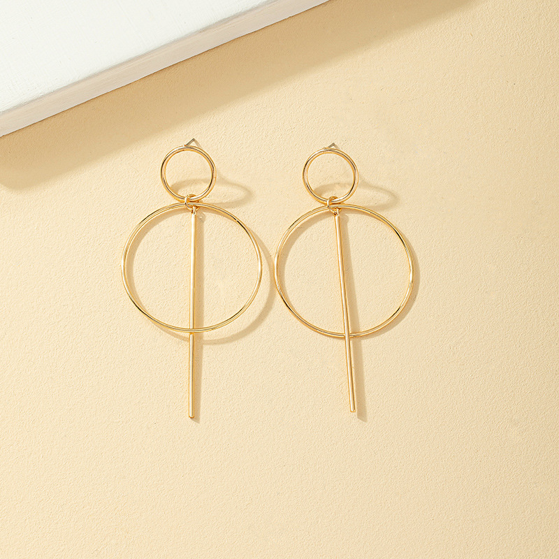 1 Pair Simple Style Circle Plating Alloy Gold Plated Drop Earrings display picture 3